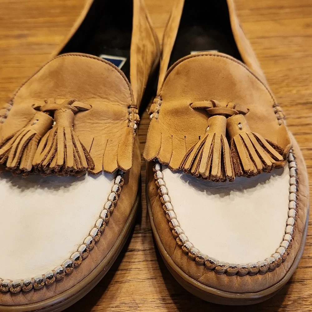 Bragano Suede Two Tone Crafted in Italy Tassel Loafers Size 10.5
